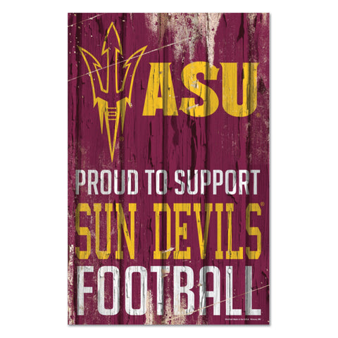 Arizona State Sun Devils Sign 11x17 Wood Proud to Support Design-0
