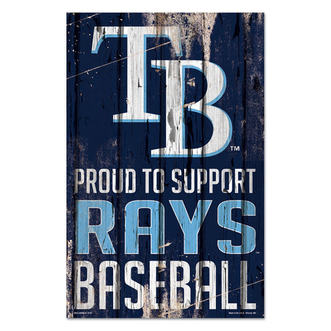 Tampa Bay Rays Sign 11x17 Wood Proud to Support Design-0