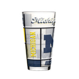 Michigan Wolverines Pint Glass 16oz Quilted Stained Boxed-0
