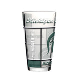Michigan State Spartans Pint Glass 16oz Quilted Stained Boxed-0