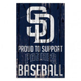 San Diego Padres Sign 11x17 Wood Proud to Support Design-0