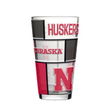 Nebraska Cornhuskers Pint Glass 16oz Quilted Stained Boxed-0