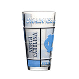 North Carolina Tar Heels Pint Glass 16oz Quilted Stained Boxed-0
