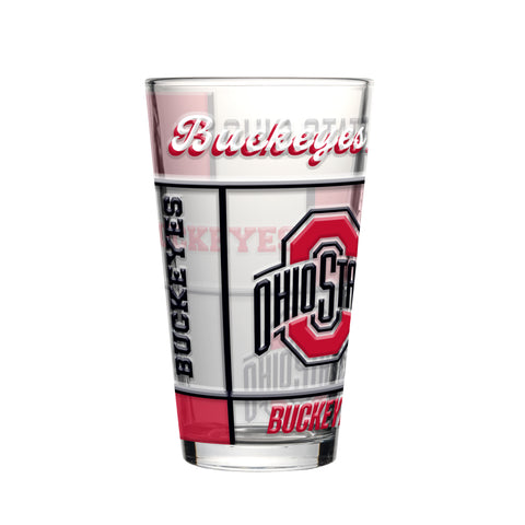 Ohio State Buckeyes Pint Glass 16oz Quilted Stained Boxed-0