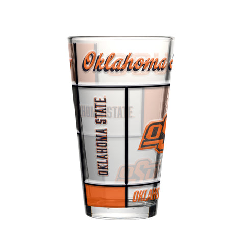 Oklahoma State Cowboys Pint Glass 16oz Quilted Stained Boxed-0