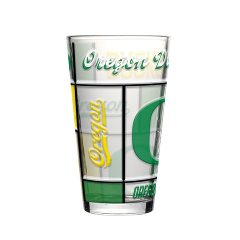 Oregon Ducks Pint Glass 16oz Quilted Stained Boxed-0