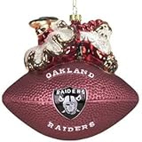 Oakland Raiders Ornament 5 1/2 Inch Peggy Abrams Glass Football-0