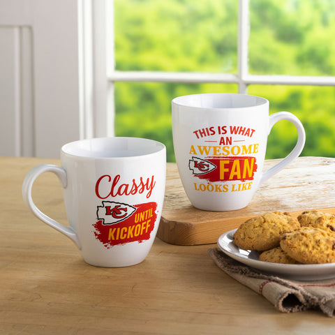 Kansas City Chiefs Coffee Mug 17oz Ceramic 2 Piece Set with Gift Box-0