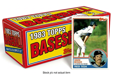 1983 Topps Baseball with longer box and upright Wade Boggs card