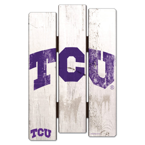 TCU Horned Frogs Sign 11x17 Wood Fence Style White-0