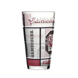 South Carolina Gamecocks Pint Glass 16oz Quilted Stained Boxed-0