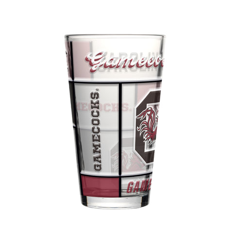 South Carolina Gamecocks Pint Glass 16oz Quilted Stained Boxed-0