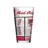 Texas Tech Red Raiders Pint Glass 16oz Quilted Stained Boxed-0