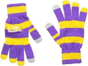 LSU Tigers Gloves Knit Stripe Acrylic-0