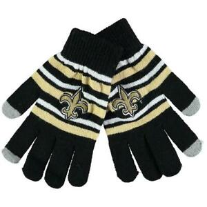 New Orleans Saints Gloves Knit Stripe Acrylic-0
