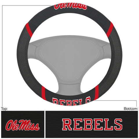 Mississippi Rebels Steering Wheel Cover Mesh/Stitched-0