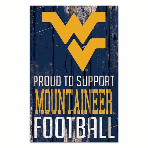 West Virginia Mountaineers Sign 11x17 Wood Proud to Support Design-0