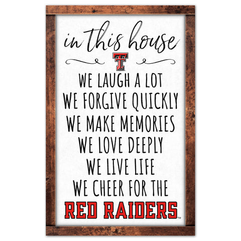 Texas Tech Red Raiders Sign 11x17 Wood In This House-0