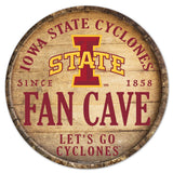 Iowa State Cyclones Sign Wood 14 Inch Round Barrel Top Design - Special Order-0