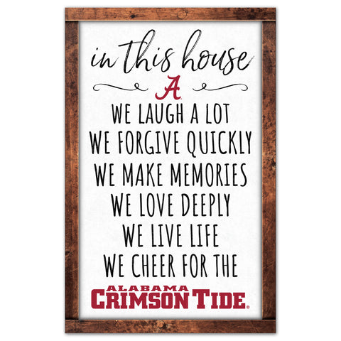 Alabama Crimson Tide Sign 11x17 Wood In This House-0