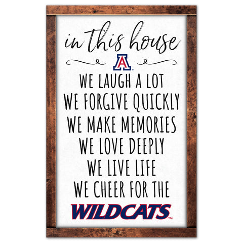 Arizona Wildcats Sign 11x17 Wood In This House-0