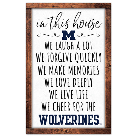 Michigan Wolverines Sign 11x17 Wood In This House-0