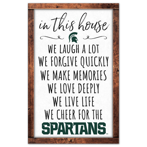 Michigan State Spartans Sign 11x17 Wood In This House-0