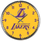 Los Angeles Lakers Clock Round Wall Style Chrome Periodic Restock-0