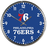 Philadelphia 76ers Clock Round Wall Style Chrome Periodic Restock-0