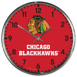 Chicago Blackhawks Round Chrome Wall Clock Periodic Restock-0