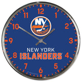 New York Islanders Clock Round Wall Style Chrome-0