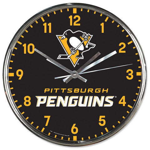 Pittsburgh Penguins Round Chrome Wall Clock Periodic Restock-0