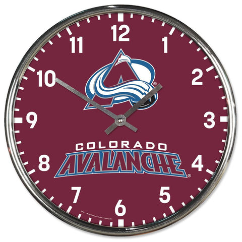 Colorado Avalanche Clock Round Wall Style Chrome-0