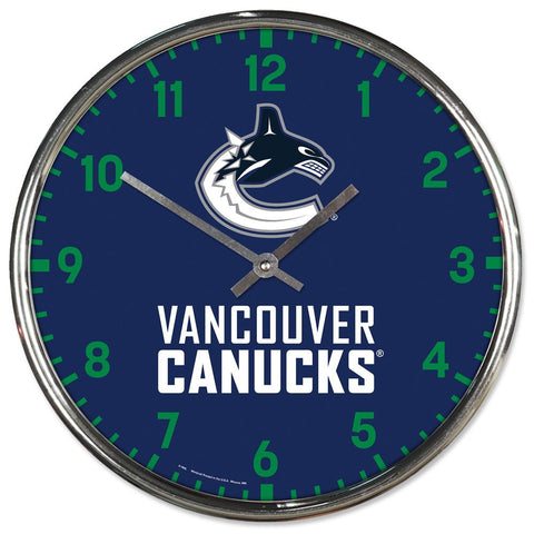 Vancouver Canucks Clock Round Wall Style Chrome-0