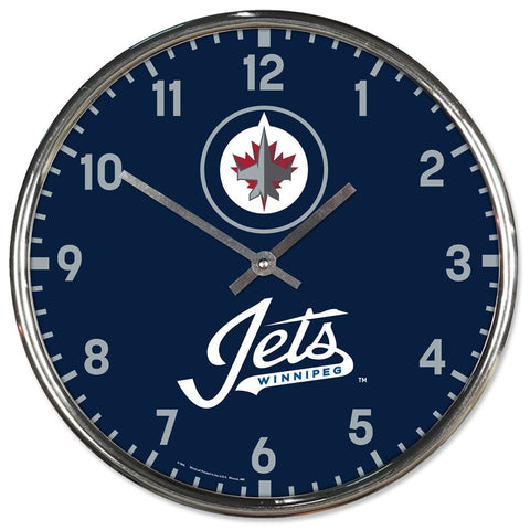 Winnipeg Jets Clock Round Wall Style Chrome-0