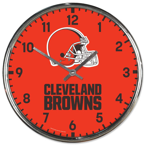Cleveland Browns Clock Round Wall Style Chrome Periodic Restock-0