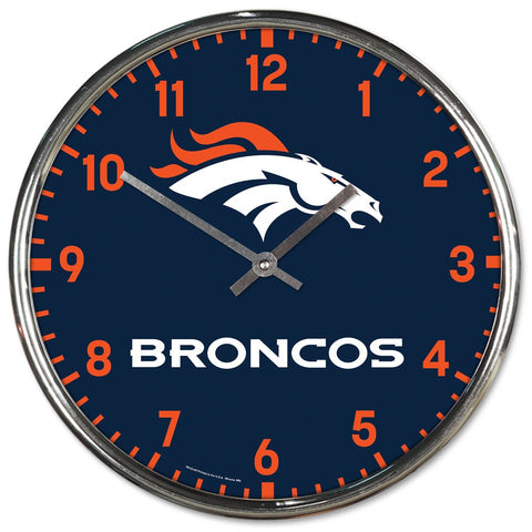 Denver Broncos Round Chrome Wall Clock Periodic Restock-0