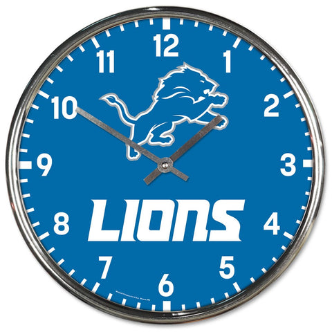 Detroit Lions Round Chrome Wall Clock Periodic Restock-0