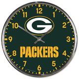 Green Bay Packers Round Chrome Wall Clock Periodic Restock-0