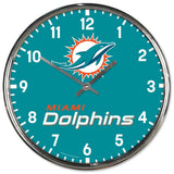 Miami Dolphins Round Chrome Wall Clock Periodic Restock-0