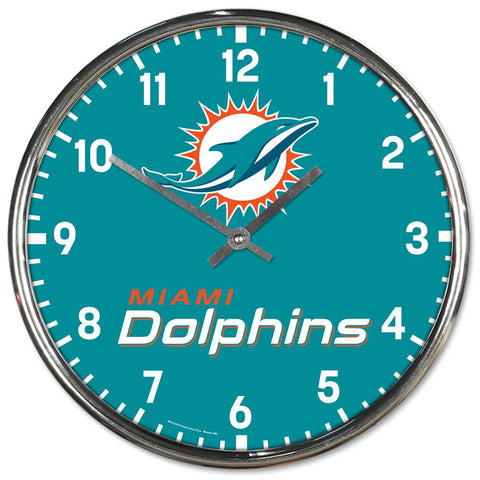 Miami Dolphins Round Chrome Wall Clock Periodic Restock-0
