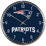 New England Patriots Round Chrome Wall Clock Periodic Restock-0