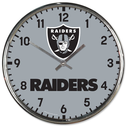 Las Vegas Raiders Round Chrome Wall Clock Periodic Restock-0