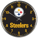 Pittsburgh Steelers Round Chrome Wall Clock Periodic Restock-0