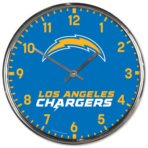 Los Angeles Chargers Clock Wall Style Round Chrome Periodic Restock-0