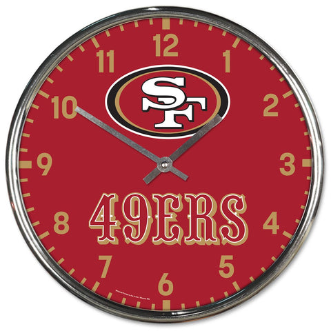 San Francisco 49ers Round Chrome Wall Clock Periodic Restock-0