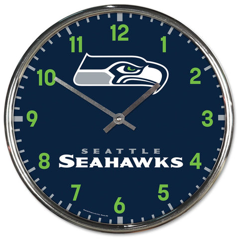 Seattle Seahawks Round Chrome Wall Clock Periodic Restock-0