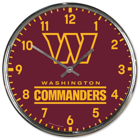 Washington Commanders Clock Round Wall Style Chrome Periodic Restock-0