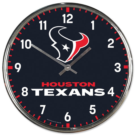 Houston Texans Round Chrome Wall Clock Periodic Restock-0