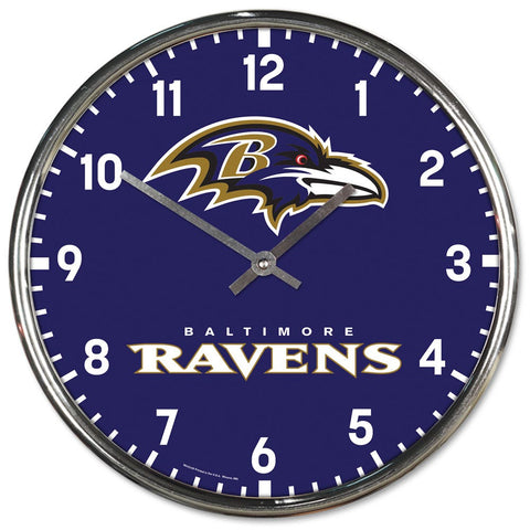 Baltimore Ravens Round Chrome Wall Clock Periodic Restock-0